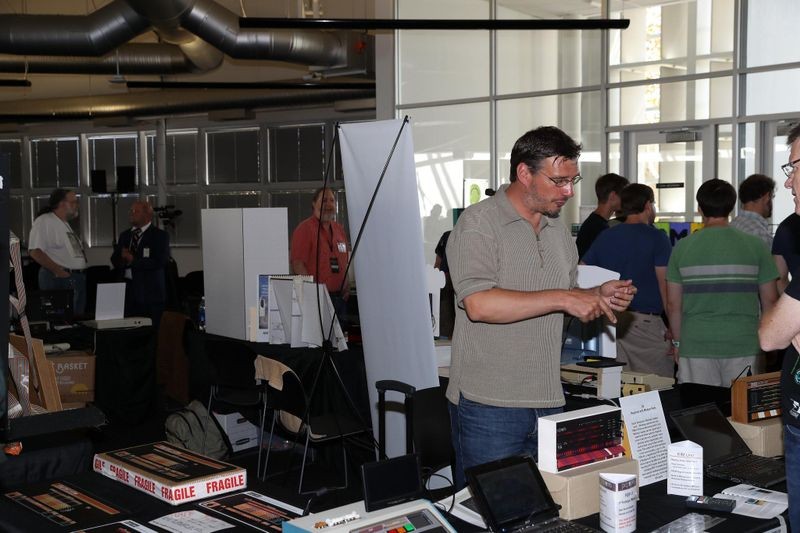 The Vintage Computer Festival attracted exhibitors from around the world, including Oscar Vermeulen of Walchwil, Switzerland, with his retro-computer replicas. Photo by Erik Klein