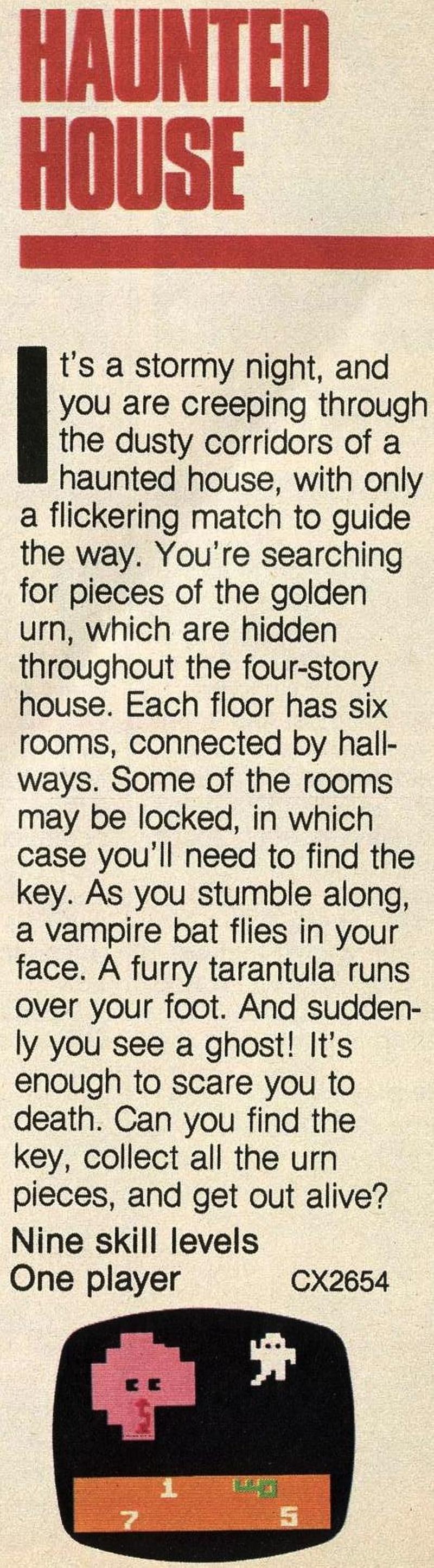 Haunted House entry in the 1981 Atari Catalog.