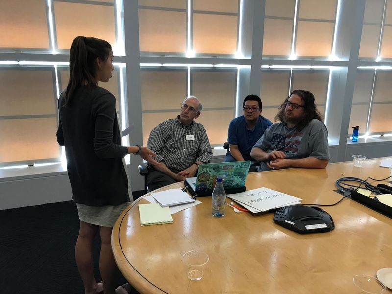 Presenting our Silicon Valley Founders Project to Board of Trustees Chairman Len Shustek, curator Chris Garcia, and Director of Membership Norman La.