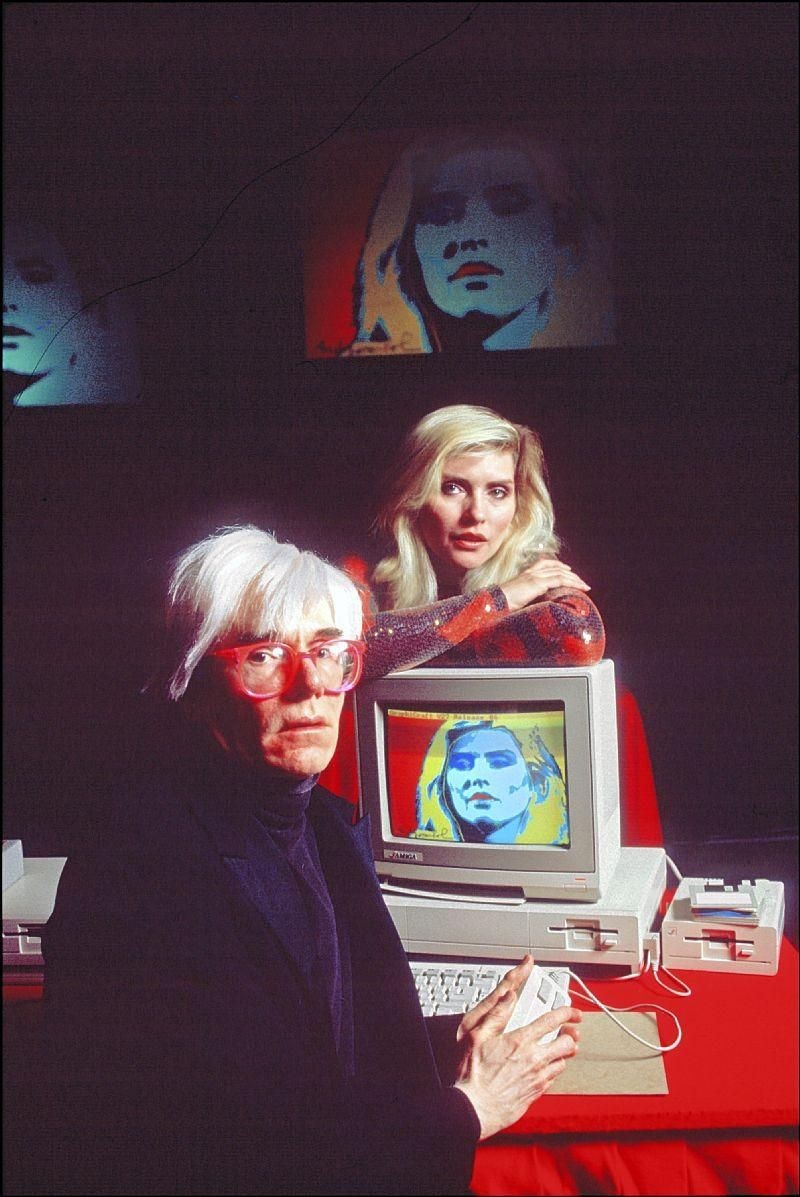 Andy Warhol with Debbie Harry at the 1985 Amiga Launch at Lincoln Center