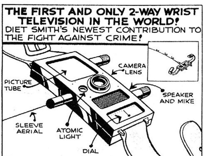 Dick Tracy’s 2-way wrist television also allowed him to communicate with other members of The City’s police force.