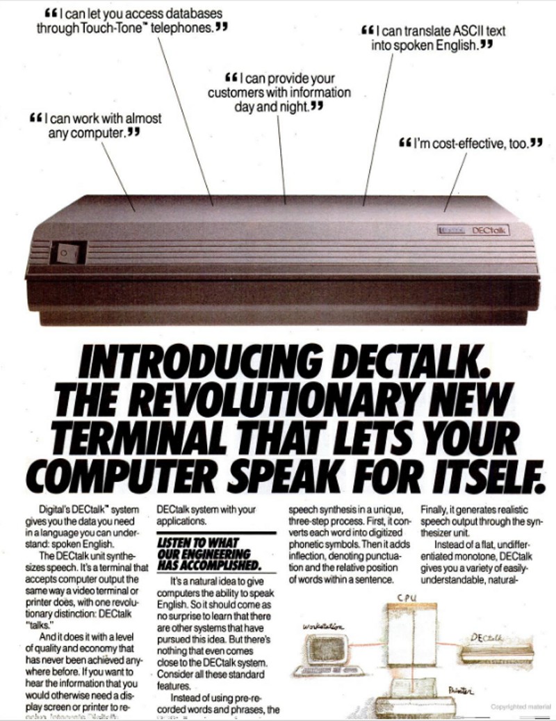 DECtalk advertisement, 1984