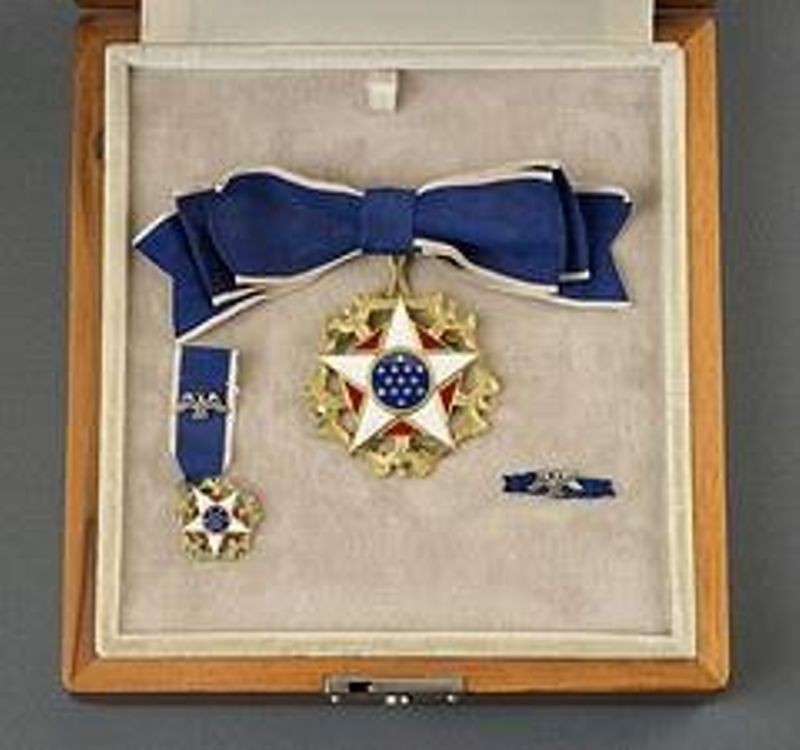 Helen Keller’s Presidential Medal of Freedom, awarded by Lyndon B. Johnson in 1964.