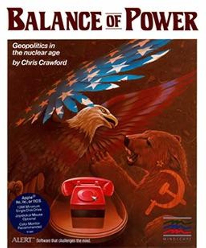 Balance of Power, designed by Chris Crawford, explores Cold War brinksmanship, allow the player to become either President of the United States or Secretary General of the Communist Party of the USSR.