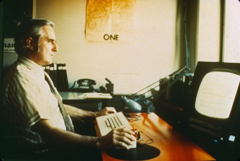 Doug Engelbart at an NLS workstation
