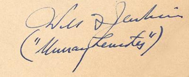 Autograph of Will F. Jenkins (and Murray Leinster), courtesy of Michael Krakoviskiy
