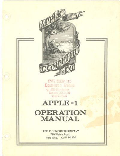 Apple - 1 operation manual