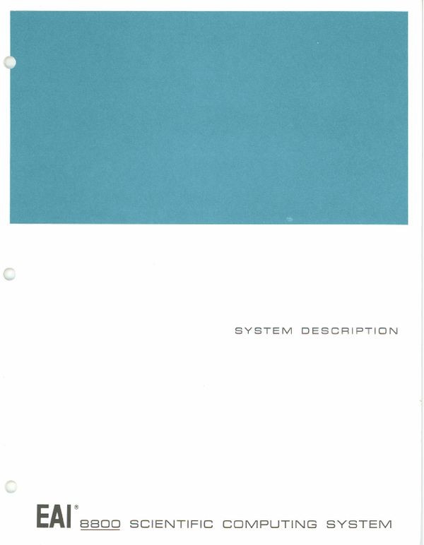 EAI 8800 Scientific Computing System System Description
