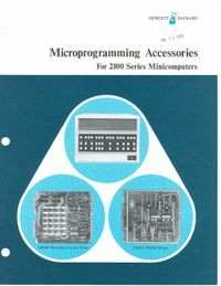 Microprogramming Accessories for 2100 Series Minicomputers