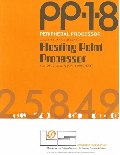 PP-1-8 Peripheral Processor High-Speed High-Accuracy Floating Point   Processor for DEC Model PDP-8/9 Computers