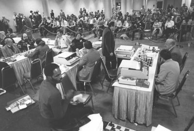 Game room at the 10th ACM North American Computer Chess Championship in Detroit, Michigan