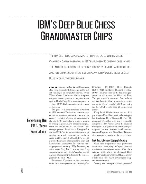 IBM's Deep Blue Chess Grandmaster Chips