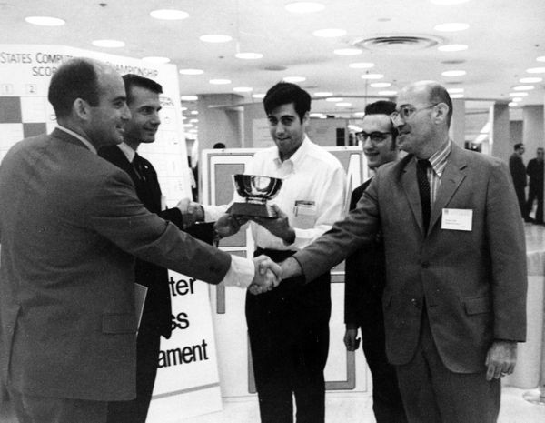 Newborn, Matsa, Slate, Atkin, and Mittman at the 1st North American Computer Chess Championship, New York City, New York