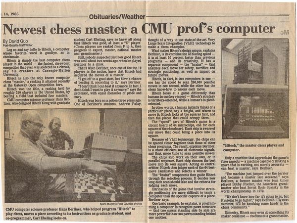 Newest Chess Master a CMU Prof's Computer