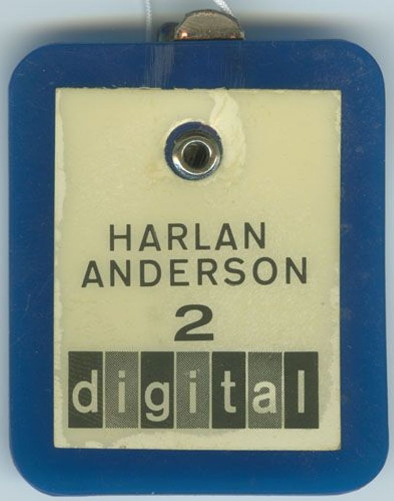 Digital name badge, employee #2, Harlan Anderson
