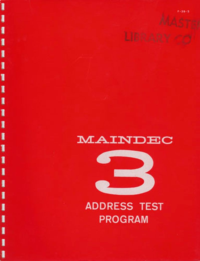 MAINDEC 3 Address Test Program