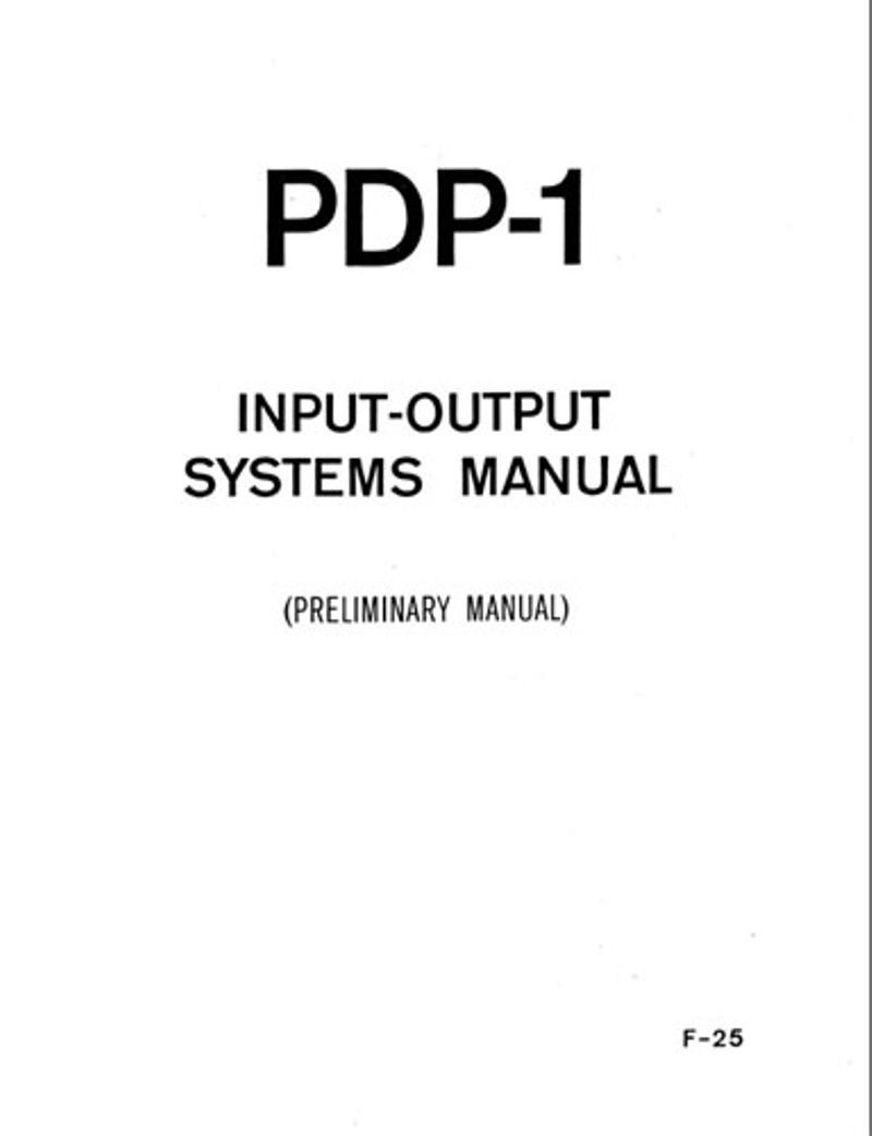 PDP-1 input-output systems manual