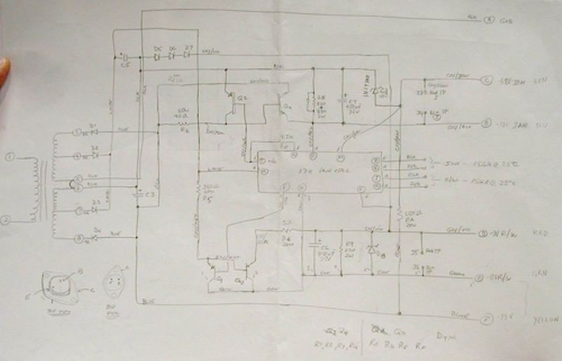 PDP-1 memory power supply schematic drawn by PDP-1 restoration team member, Joe Fredrick