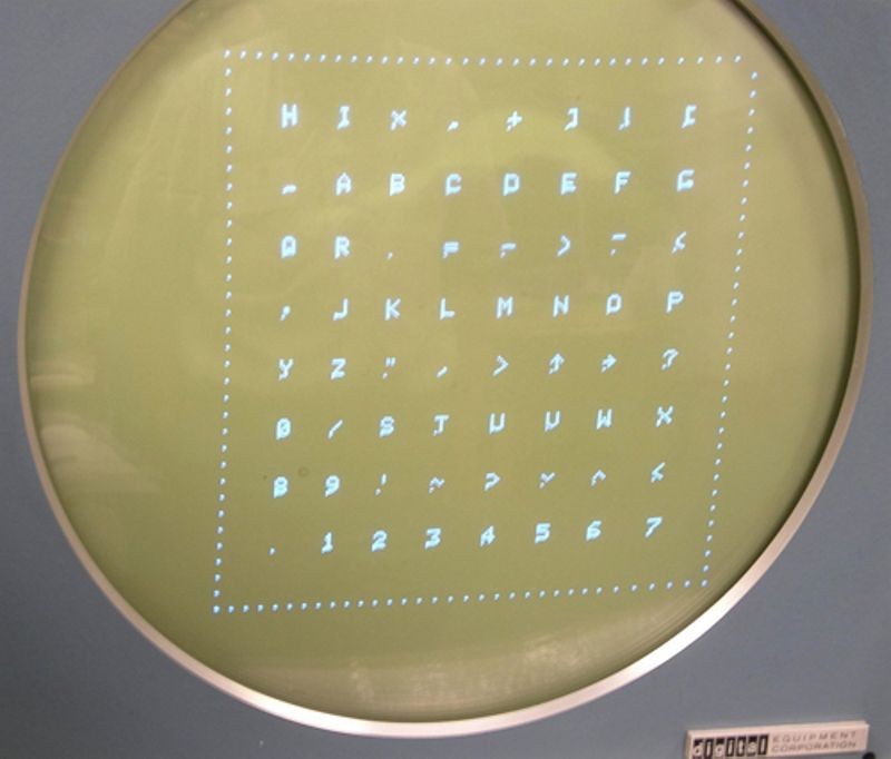 Test characters on Type 30 display as part of the DEC PDP-1 restoration project