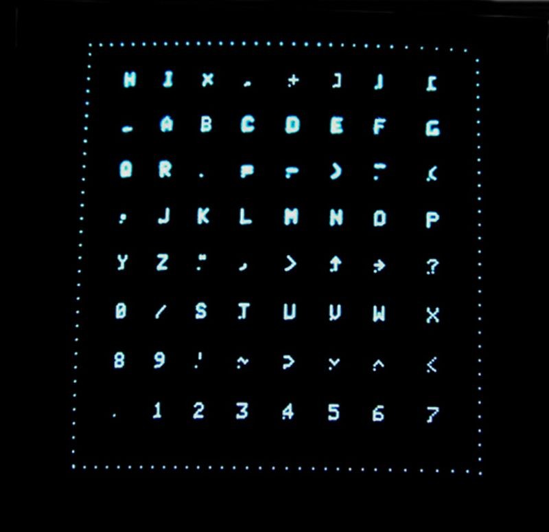 Character test pattern on Type 30 display as part of the DEC PDP-1 restoration project