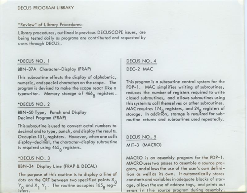 DECUS program library procedures for PDP-1