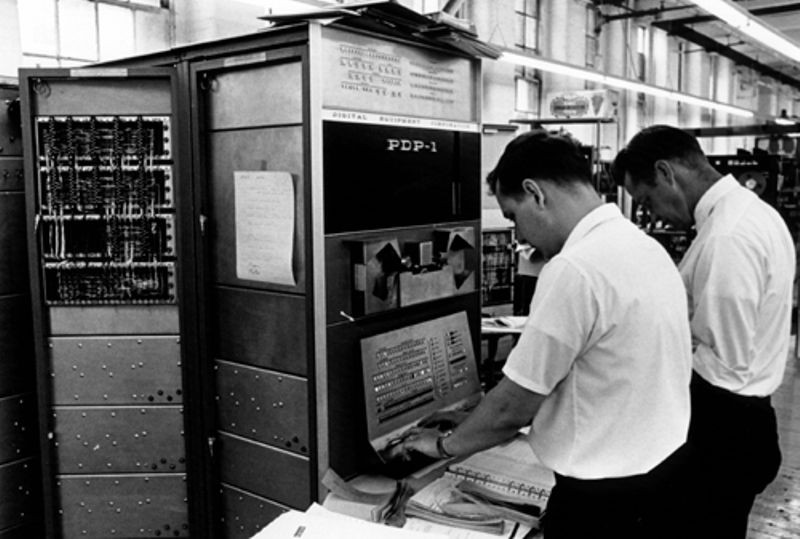 DEC engineers performing checkout of PDP-1 system