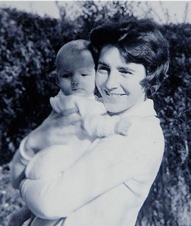 Stephanie Shirley and her son Giles, at 3 months.