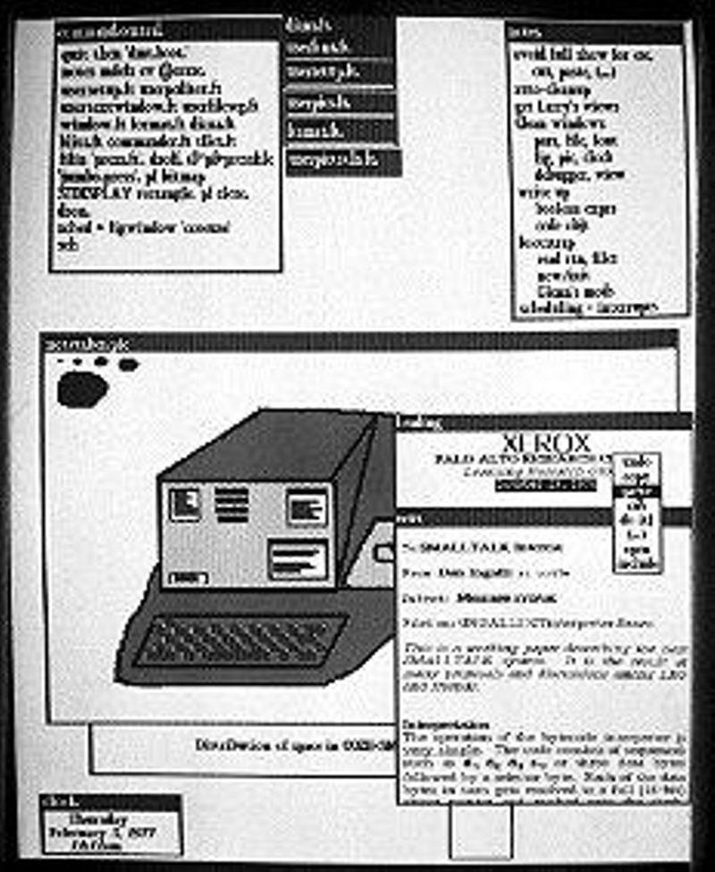 Screenshot of Smalltalk running on on the Xerox Dorado. Courtesy of the PARC Library.