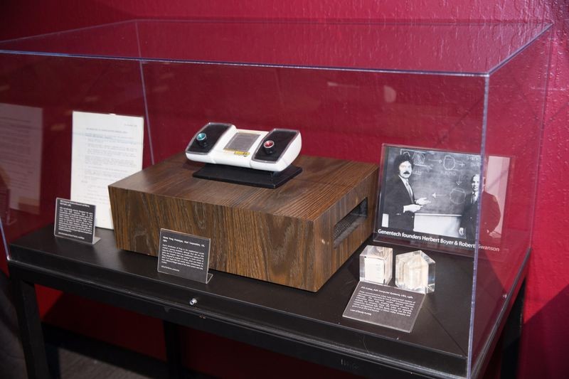 From left to right: DEC Computer Systems Research Memo, 1983; Home Pong Prototype, ca. 1974; and IPO Cubes, 1981.