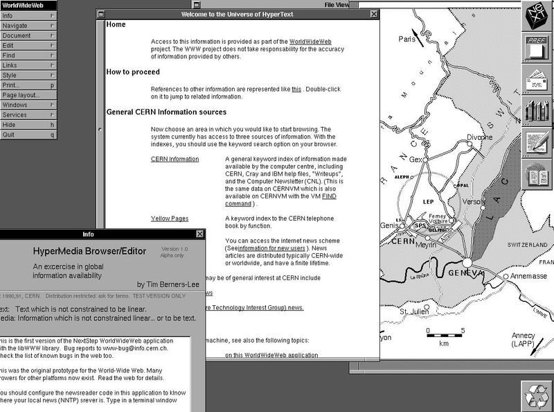 Tim Berners-Lee’s first web browser/editor, running on NeXTSTEP