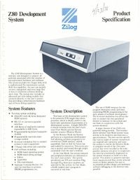 Zilog Z80 Development System Product Specification