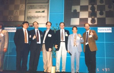 Deep Blue team after 1997 Deep Blue vs. Kasparov re-match in New York City, New York