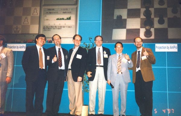Deep Blue team after 1997 Deep Blue vs. Kasparov re-match in New York City, New York