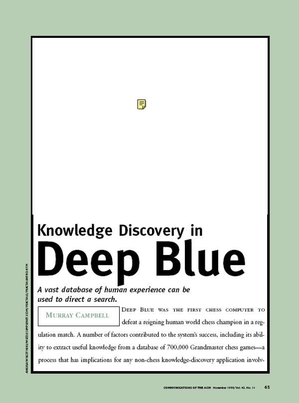 Knowledge Discovery in Deep Blue