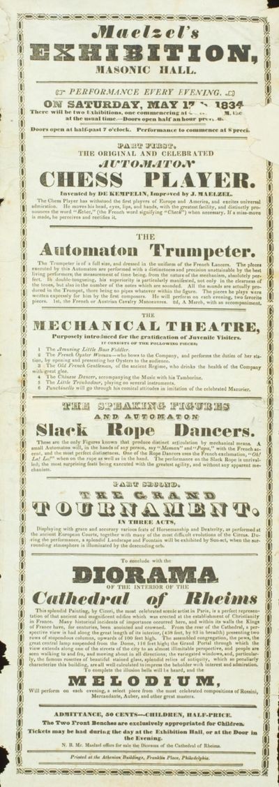 Playbill for the Automaton Chess Player
