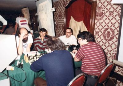 Thompson, Friedel, Condon, Slate, and Blanchard at the 4th World Computer Chess Championship in New York City, New York