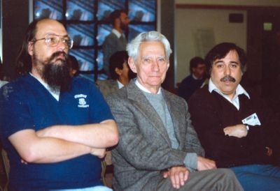 Thompson, Shannon, and Slate at the 6th World Computer Chess Championship in Edmonton, Alberta