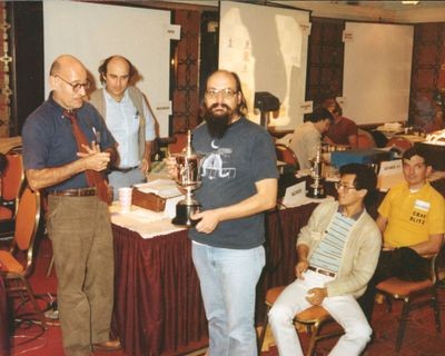 Valvo, Mittman, Newborn and Thompson at the 13th North American Computer Chess Championship in Dallas, Texas