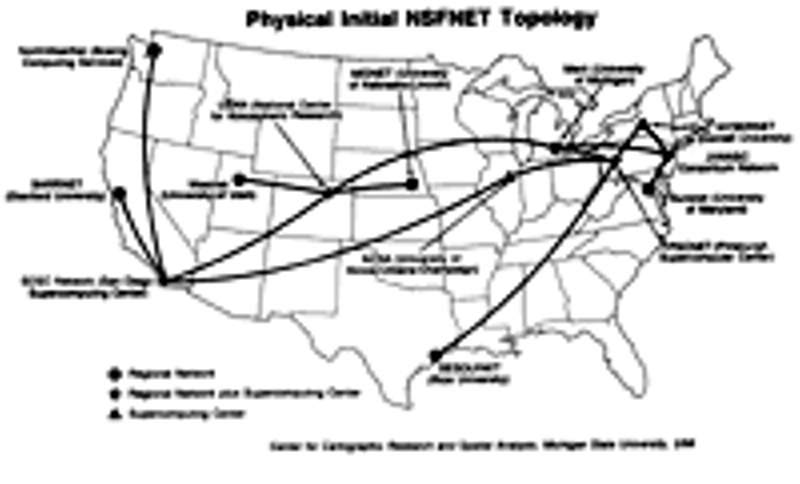 NSFNet T-1 Backbone Map, 1988