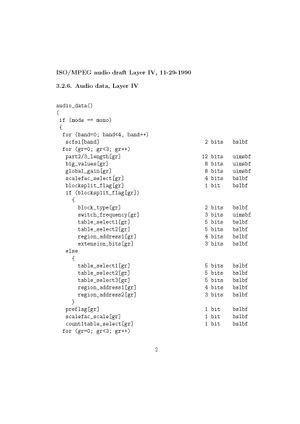 Draft of the Layer IV of the ISO/MPEG Audio Codec (excerpt), November 29, 1990