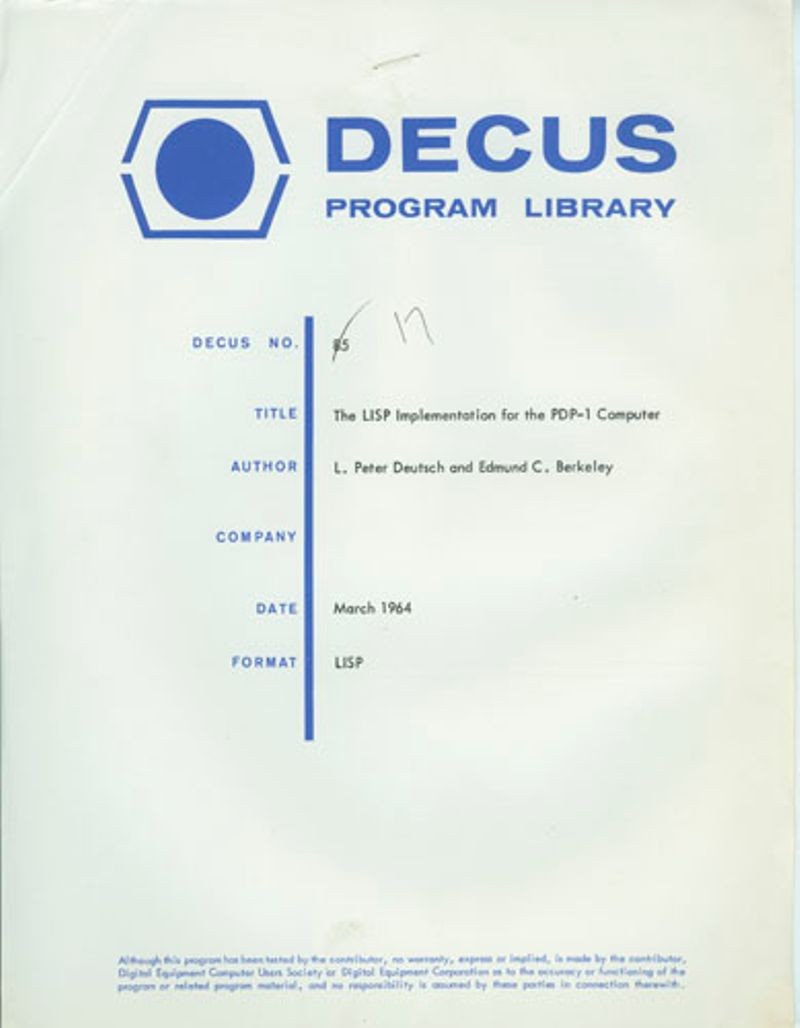 LISP Implementation for the PDP-1 Computer