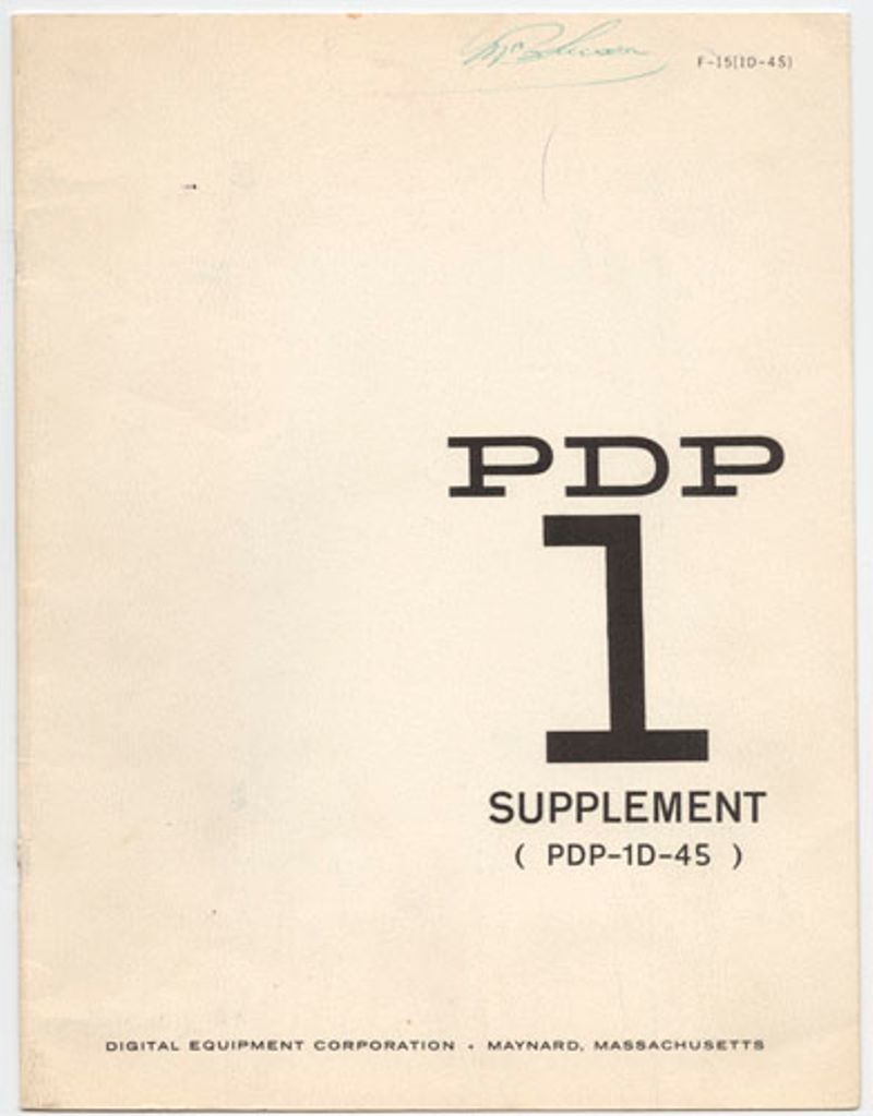 PDP-1 Supplement (PDP-1D-45)