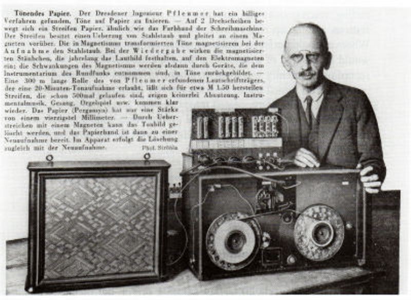1935: Audio recorder uses low-cost magnetic tape